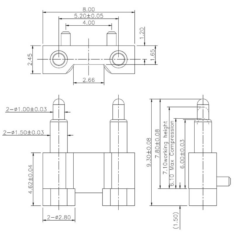 right angle pogo pin connector drawing